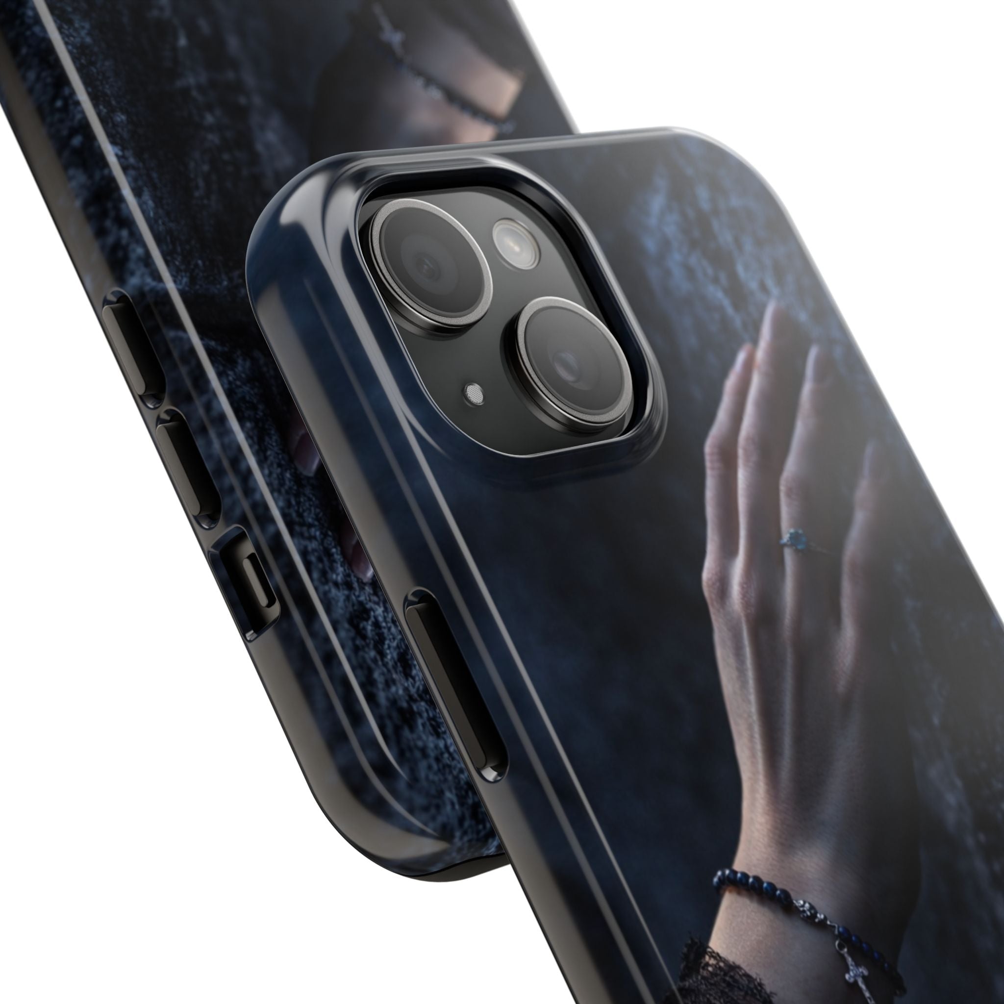 RoseStone Dark Aesthetic iPhone Case | Moody Hand on Stone Gothic Phone Case