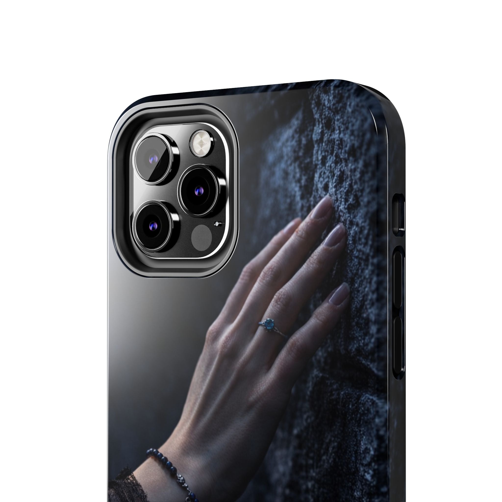 RoseStone Dark Aesthetic iPhone Case | Moody Hand on Stone Gothic Phone Case
