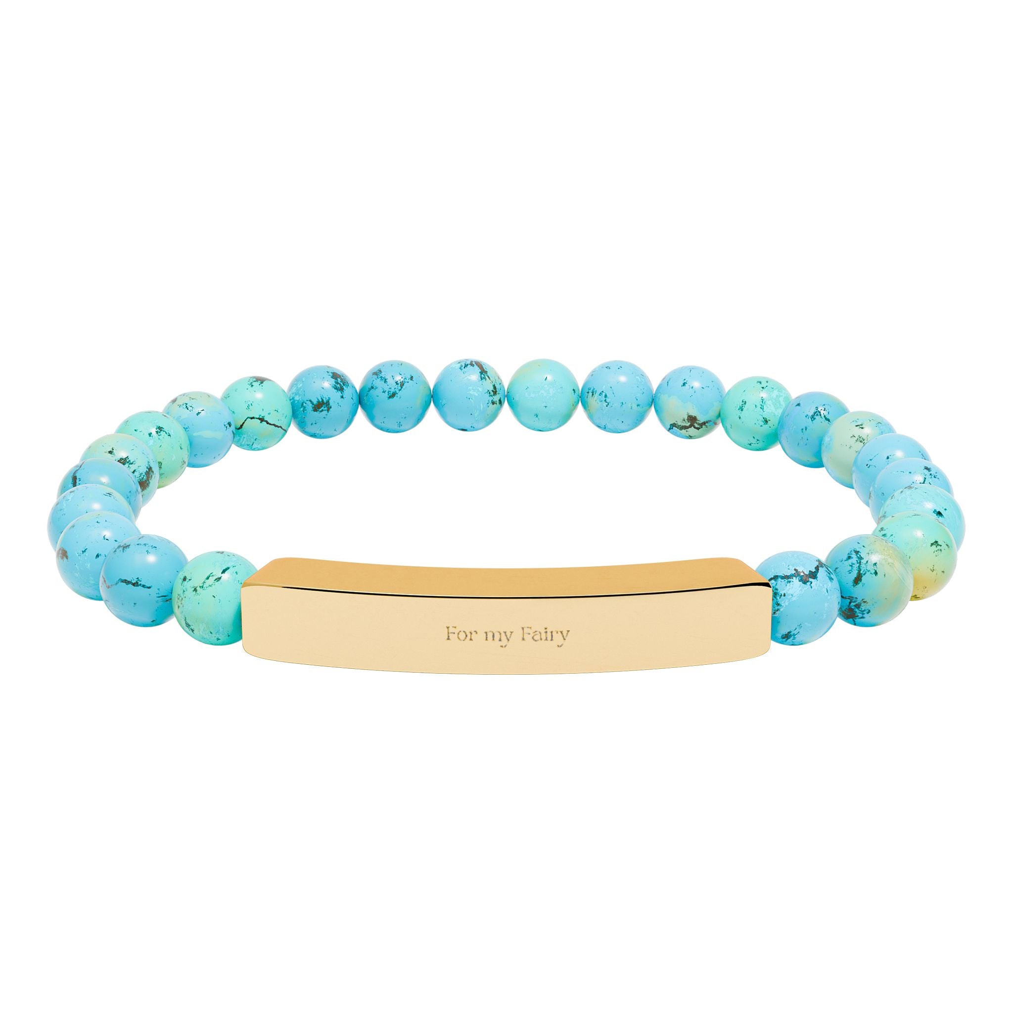 Natural Stone Bracelet | "For My Fairy" Engraved Bar | Healing Crystal Gift for Her | RoseStone Jewelry