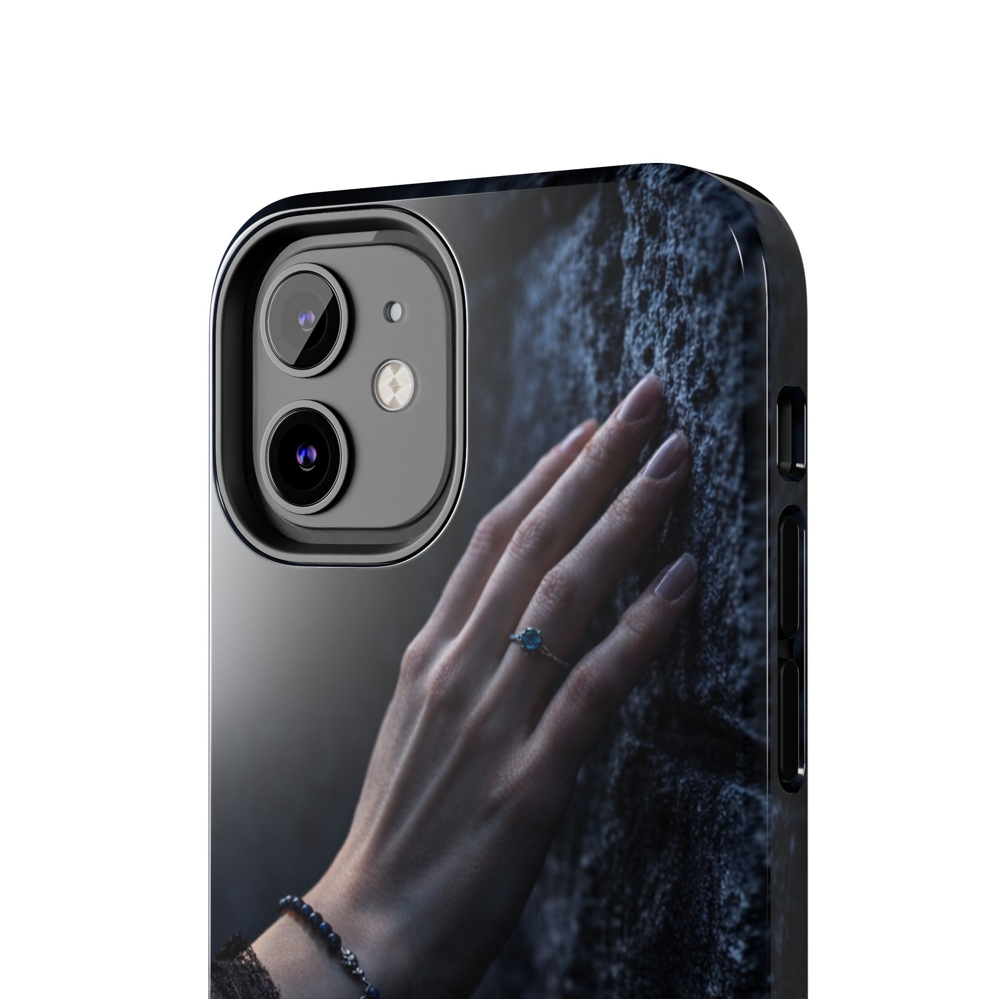 RoseStone Dark Aesthetic iPhone Case | Moody Hand on Stone Gothic Phone Case
