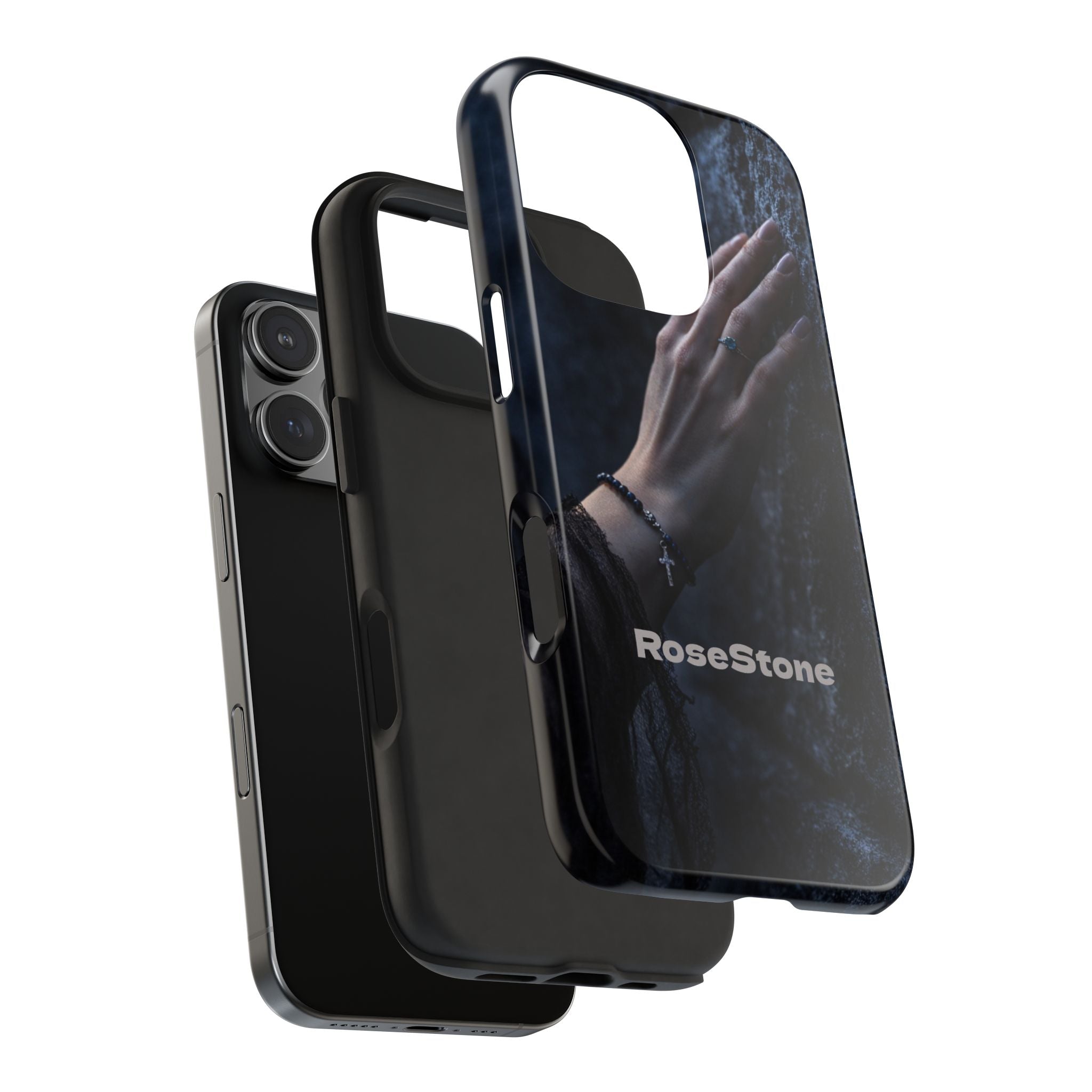 RoseStone Dark Aesthetic iPhone Case | Moody Hand on Stone Gothic Phone Case