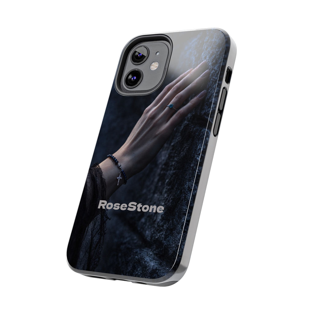 RoseStone Dark Aesthetic iPhone Case | Moody Hand on Stone Gothic Phone Case