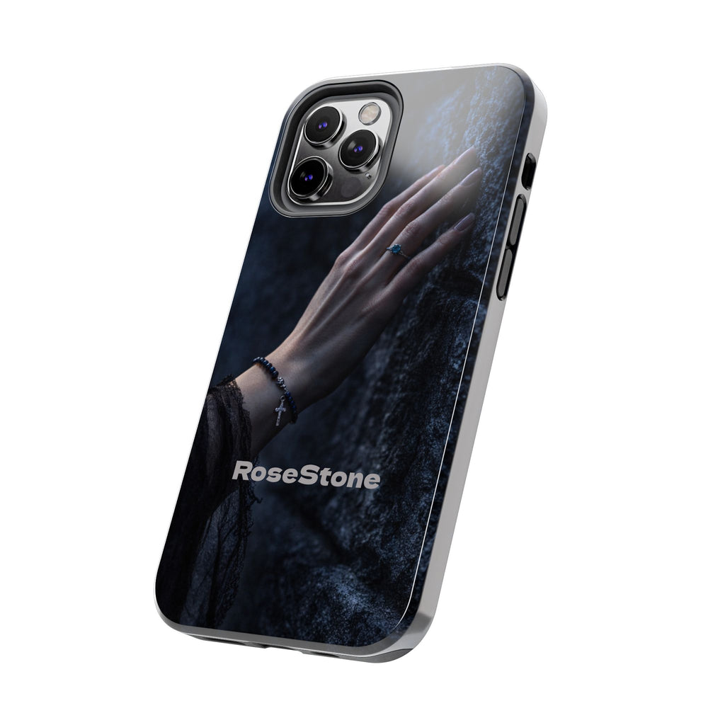 RoseStone Dark Aesthetic iPhone Case | Moody Hand on Stone Gothic Phone Case