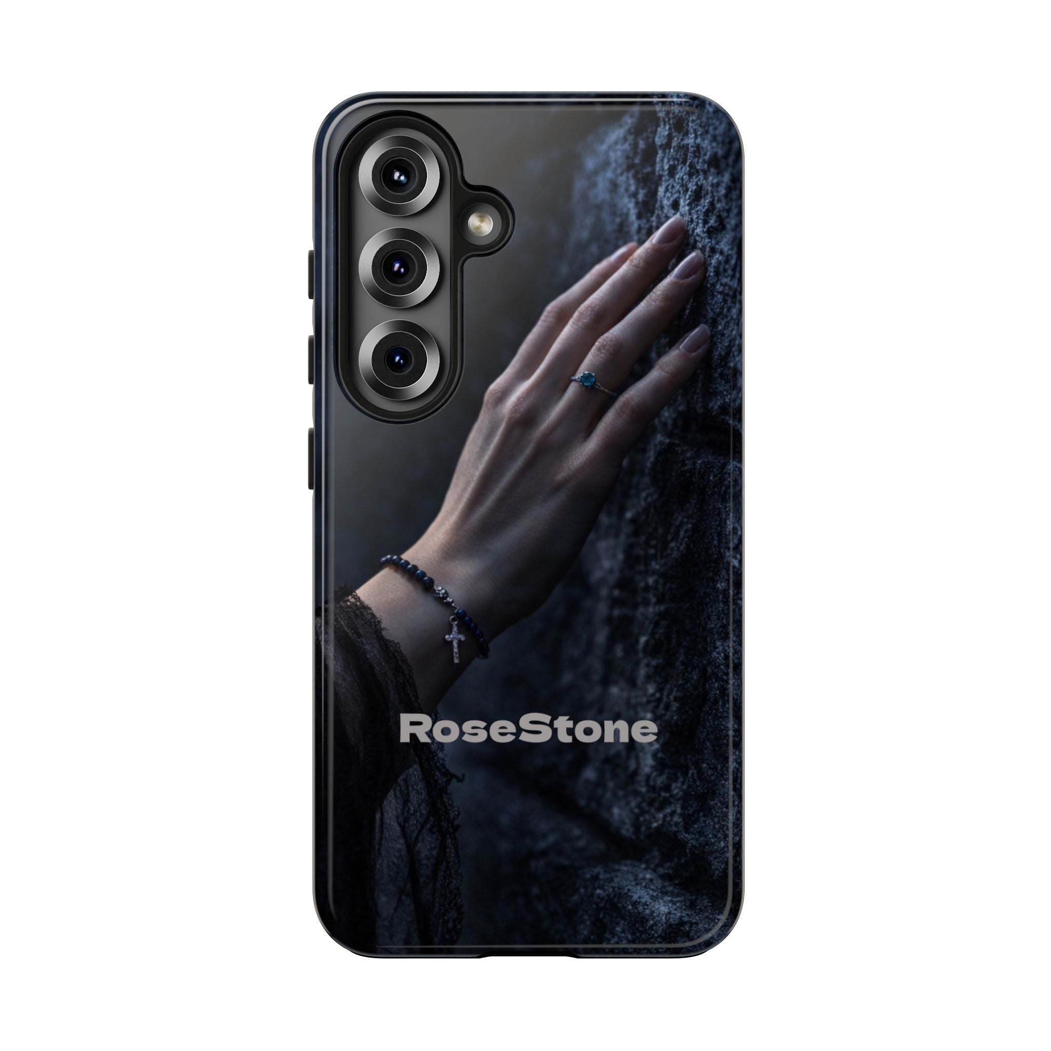 RoseStone Dark Aesthetic iPhone Case | Moody Hand on Stone Gothic Phone Case