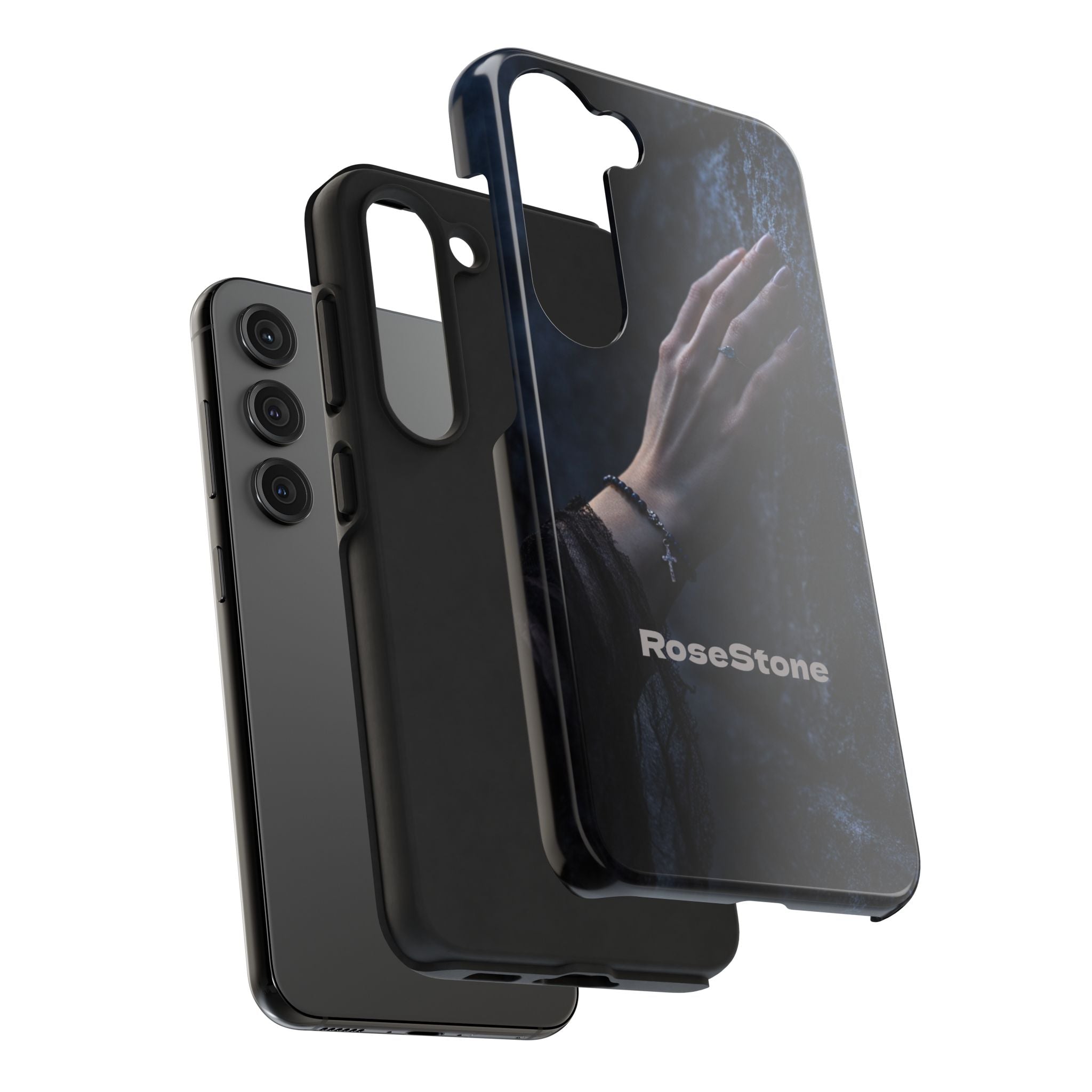 RoseStone Dark Aesthetic iPhone Case | Moody Hand on Stone Gothic Phone Case